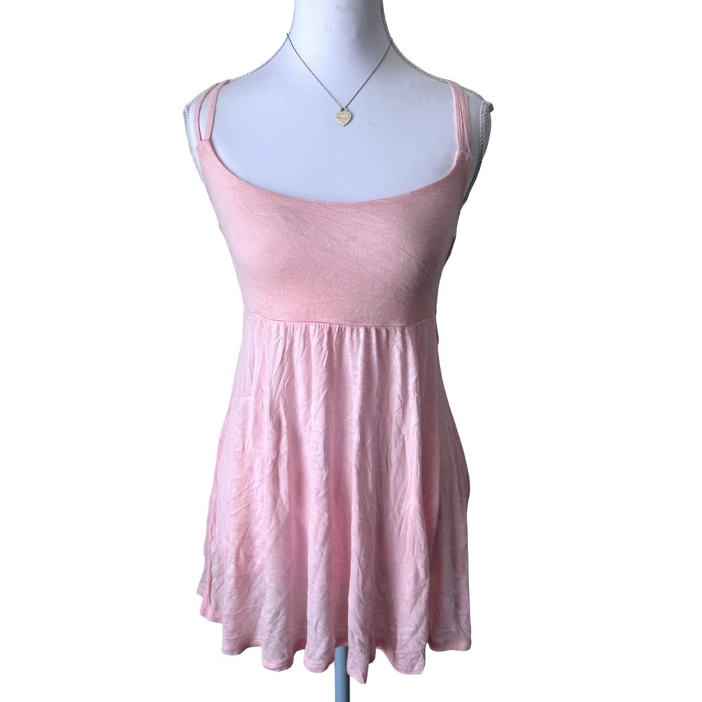 Aeropostale Pink Babydoll Top Lace Up Side Open Back Tank Cami Whimsy Medium‎